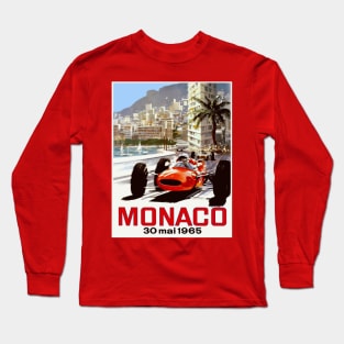 Monaco Vintage 1965 Automobile Road Racing Advertising Print Long Sleeve T-Shirt